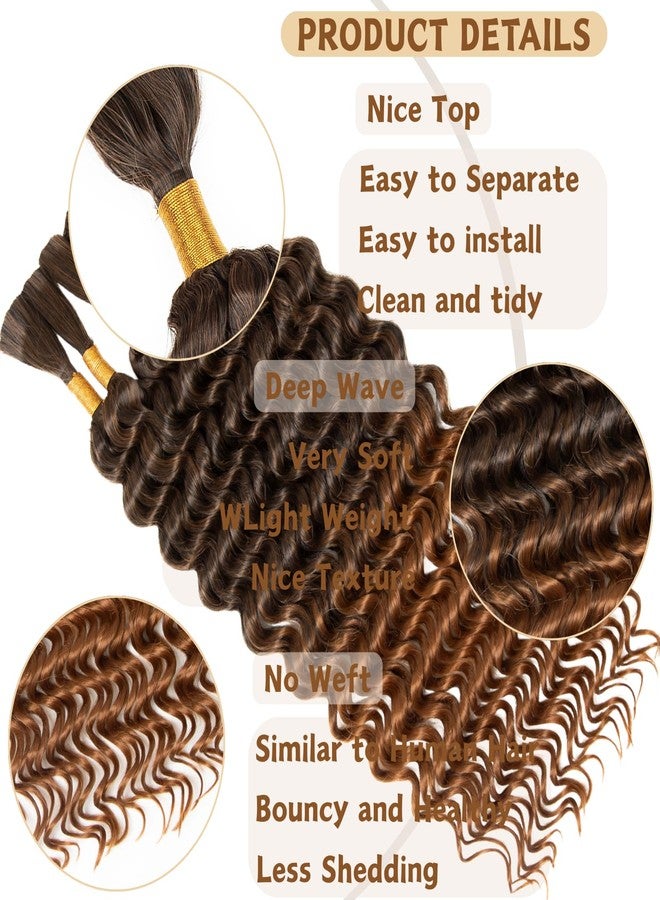 FCHLHFC Deep Wave Bulk Hair 6 Bundles/Pack 200g 18 Inch No Weft Deep Wave Bulk Hair for Braiding Extensions for Boho Braids Natural Black Wet and Wavy（T30#） - Image 3